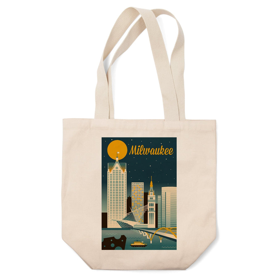 Milwaukee, Wisconsin, Retro Skyline Classic Series, Lantern Press Artwork, Tote Bag Totes Lantern Press 