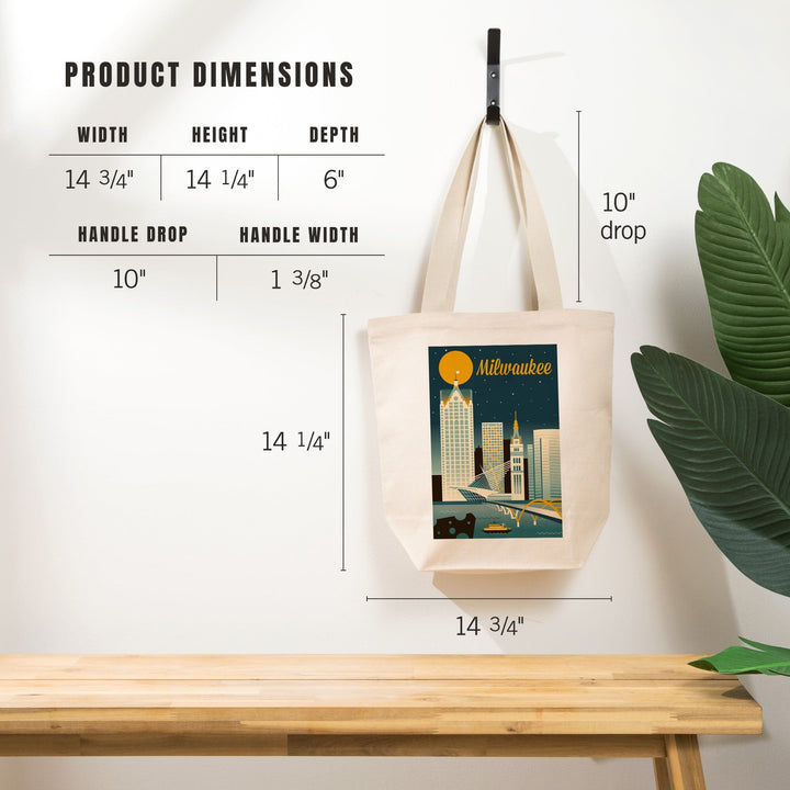 Milwaukee, Wisconsin, Retro Skyline Classic Series, Tote Bag Totes Lantern Press 