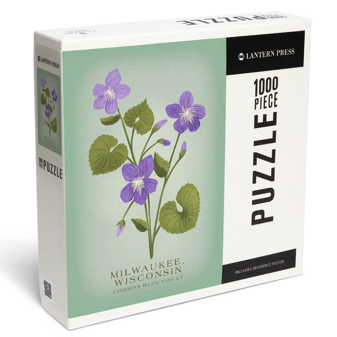 Milwaukee, Wisconsin, Vintage Flora, State Series, Common Blue Violet, Jigsaw Puzzle Puzzle Lantern Press 