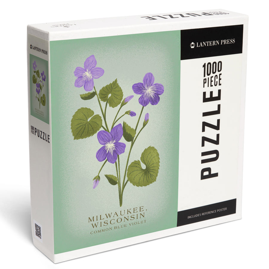 Milwaukee, Wisconsin, Vintage Flora, State Series, Common Blue Violet, Jigsaw Puzzle Puzzle Lantern Press 
