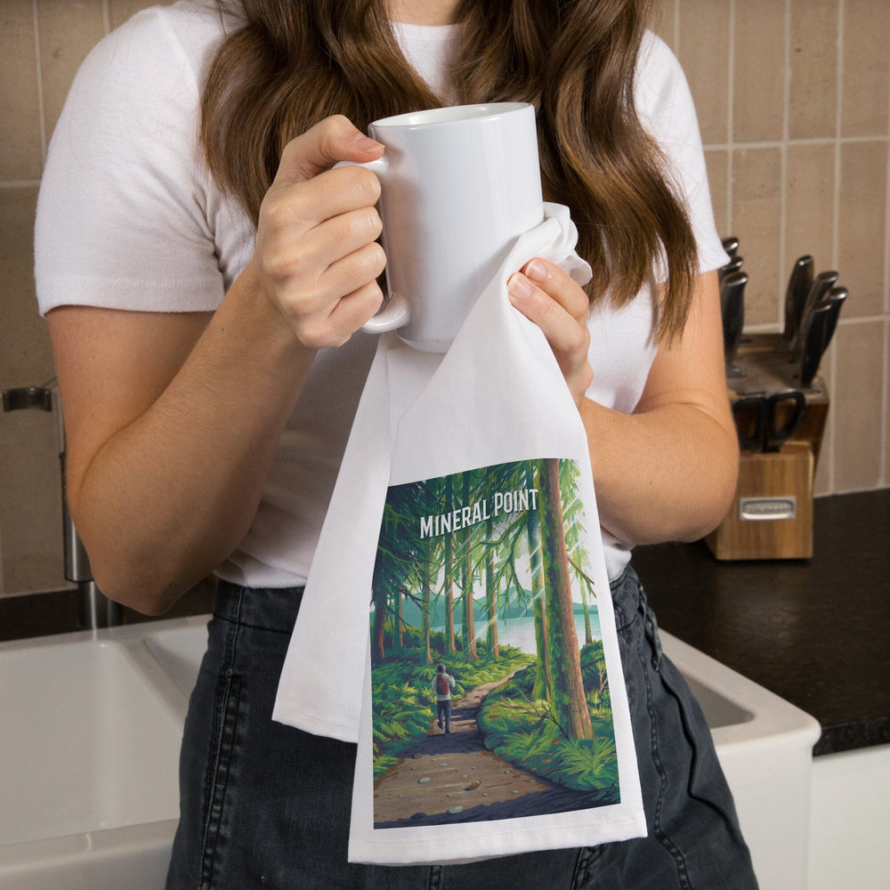 Mineral Point, Idaho, Get Outside Series, Walk in the Woods, Day Hike, Organic Cotton Kitchen Tea Towels Kitchen Lantern Press 