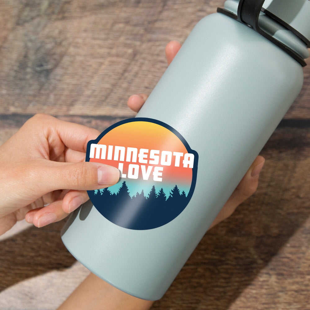Minneapolis, Minnesota, Minnesota Love, Contour, Lantern Press Artwork, Vinyl Sticker - Lantern Press