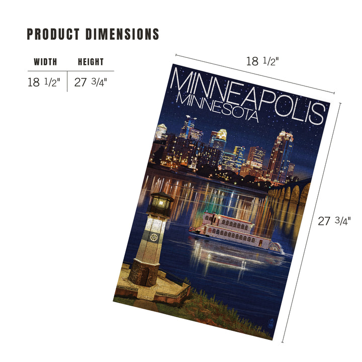Minneapolis, Minnesota, Skyline at Night, Jigsaw Puzzle Puzzle Lantern Press 