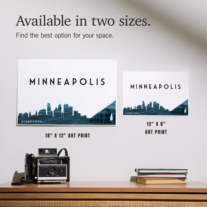 Minneapolis, Minnesota, Water Skyline, Art & Giclee Prints Art Lantern Press 