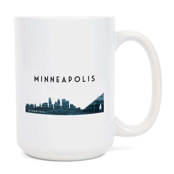 Minneapolis, Minnesota, Water Skyline, Lantern Press Artwork, Ceramic Mug Mugs Lantern Press 