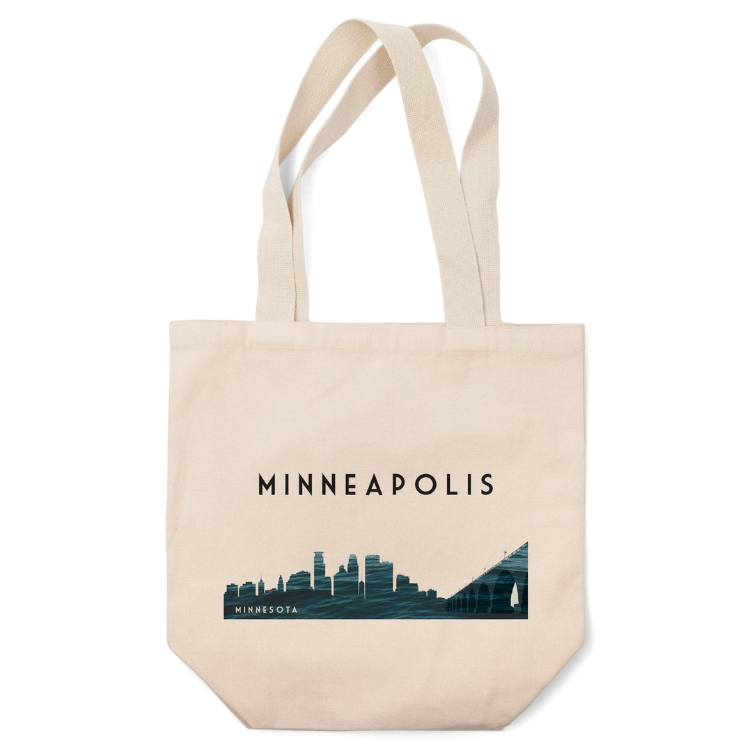 Minneapolis, Minnesota, Water Skyline, Lantern Press Artwork, Tote Bag Totes Lantern Press 
