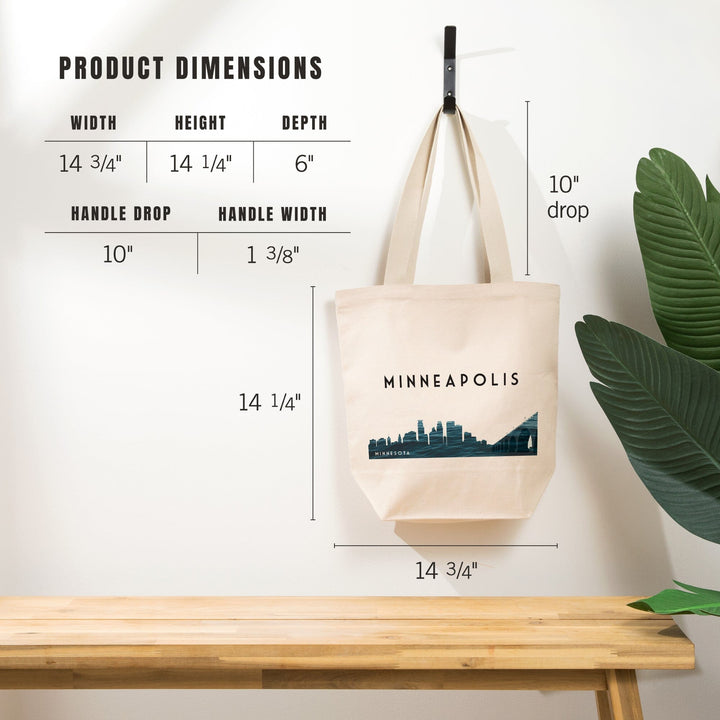 Minneapolis, Minnesota, Water Skyline, Tote Bag Totes Lantern Press 