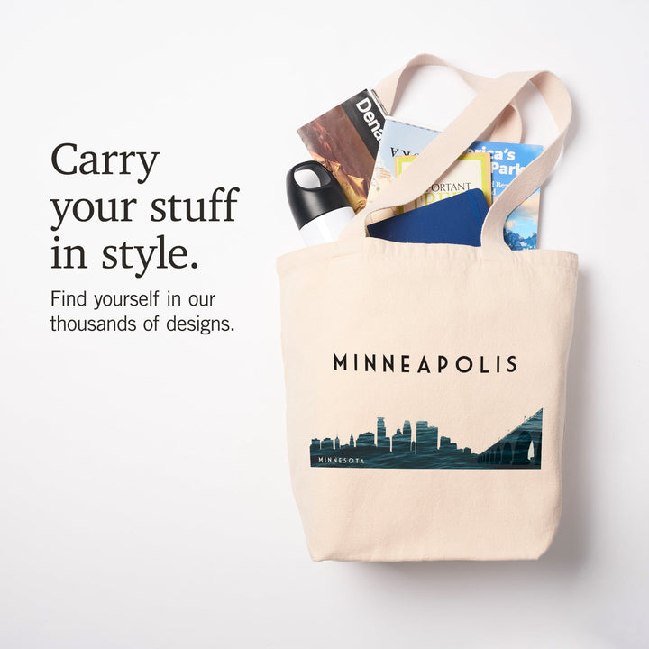 Minneapolis, Minnesota, Water Skyline, Tote Bag Totes Lantern Press 