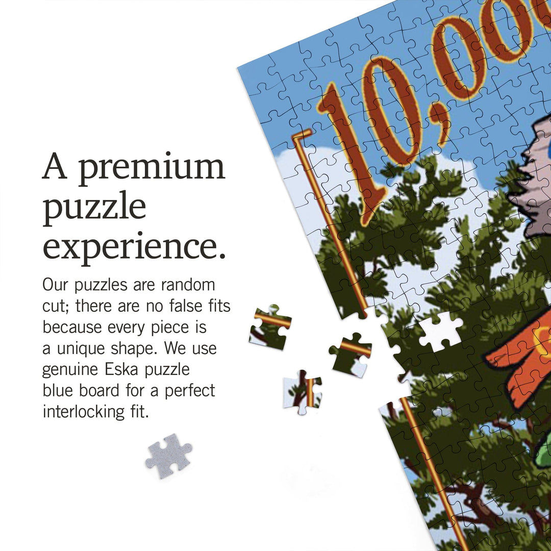 Minnesota, 10,000 Lakes, Destinations Sign, Jigsaw Puzzle Puzzle Lantern Press 