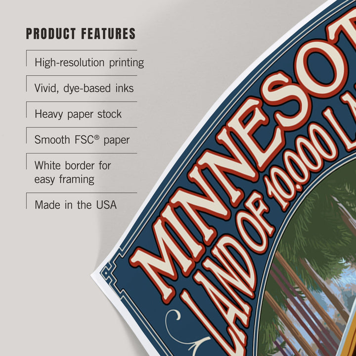 Minnesota, Cabin and Lake, Art & Giclee Prints Art Lantern Press 