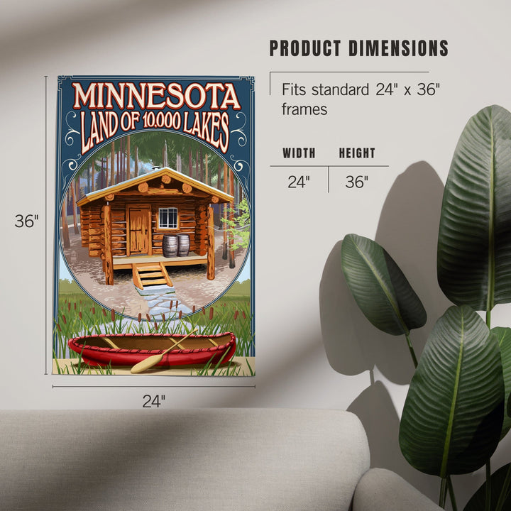 Minnesota, Cabin and Lake, Art & Giclee Prints Art Lantern Press 