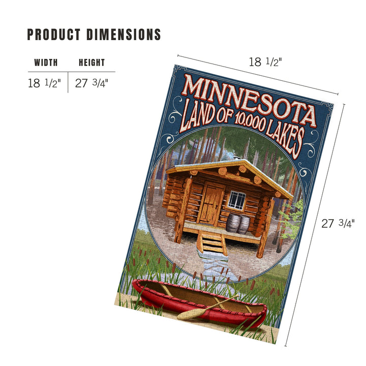 Minnesota, Cabin and Lake, Jigsaw Puzzle Puzzle Lantern Press 