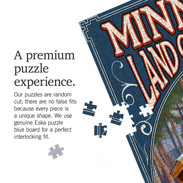 Minnesota, Cabin and Lake, Jigsaw Puzzle Puzzle Lantern Press 
