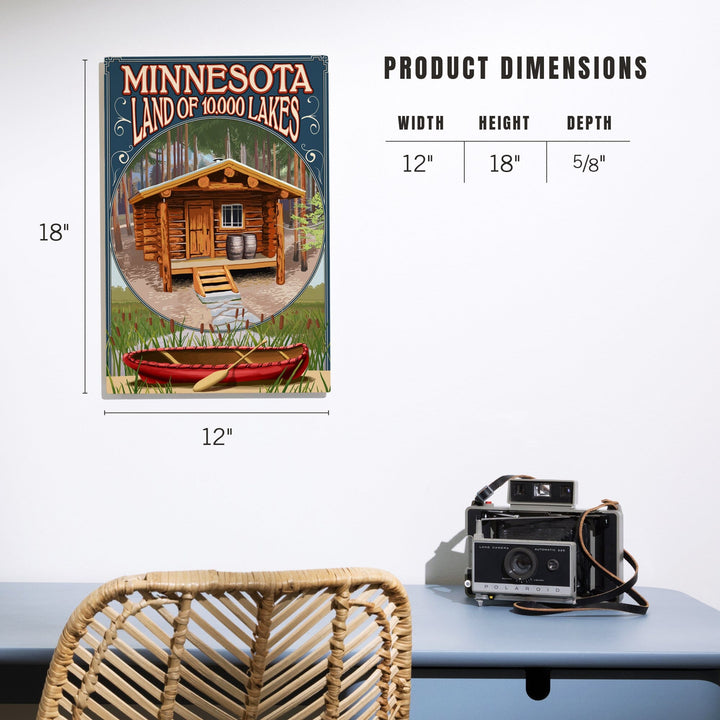 Minnesota, Cabin and Lake, Lantern Press Artwork, Wood Signs and Postcards Wood Lantern Press 