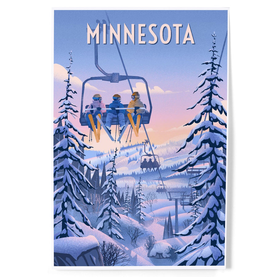 Minnesota, Chill on the Uphill, Ski Lift, Art & Giclee Prints Art Lantern Press 