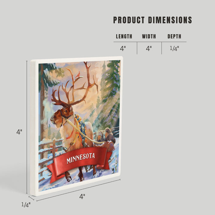 Minnesota, Christmas Sleigh Ride, Coasters Coasters Lantern Press 