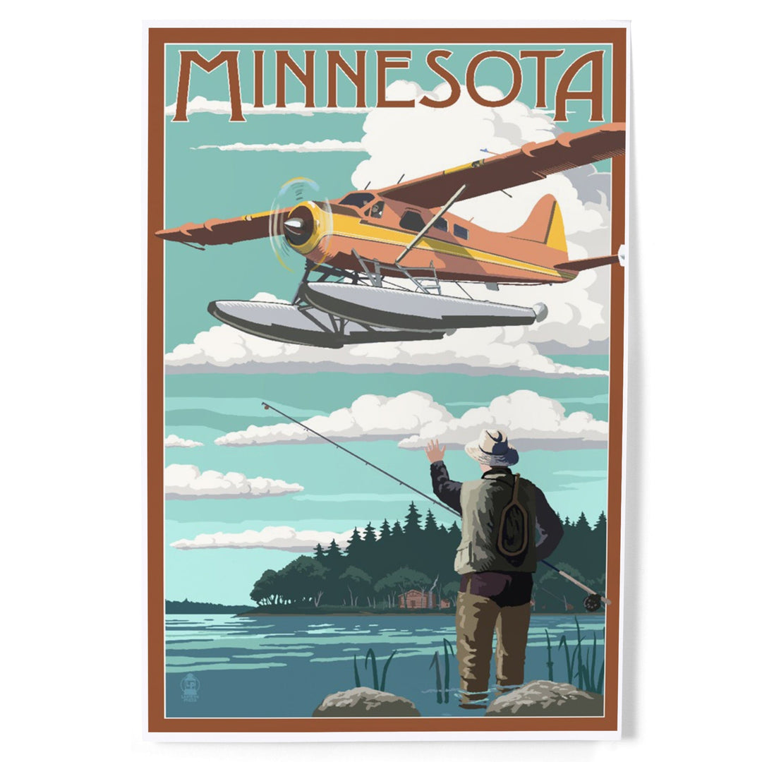 Minnesota, Float Plane and Fisherman, Art & Giclee Prints Art Lantern Press 