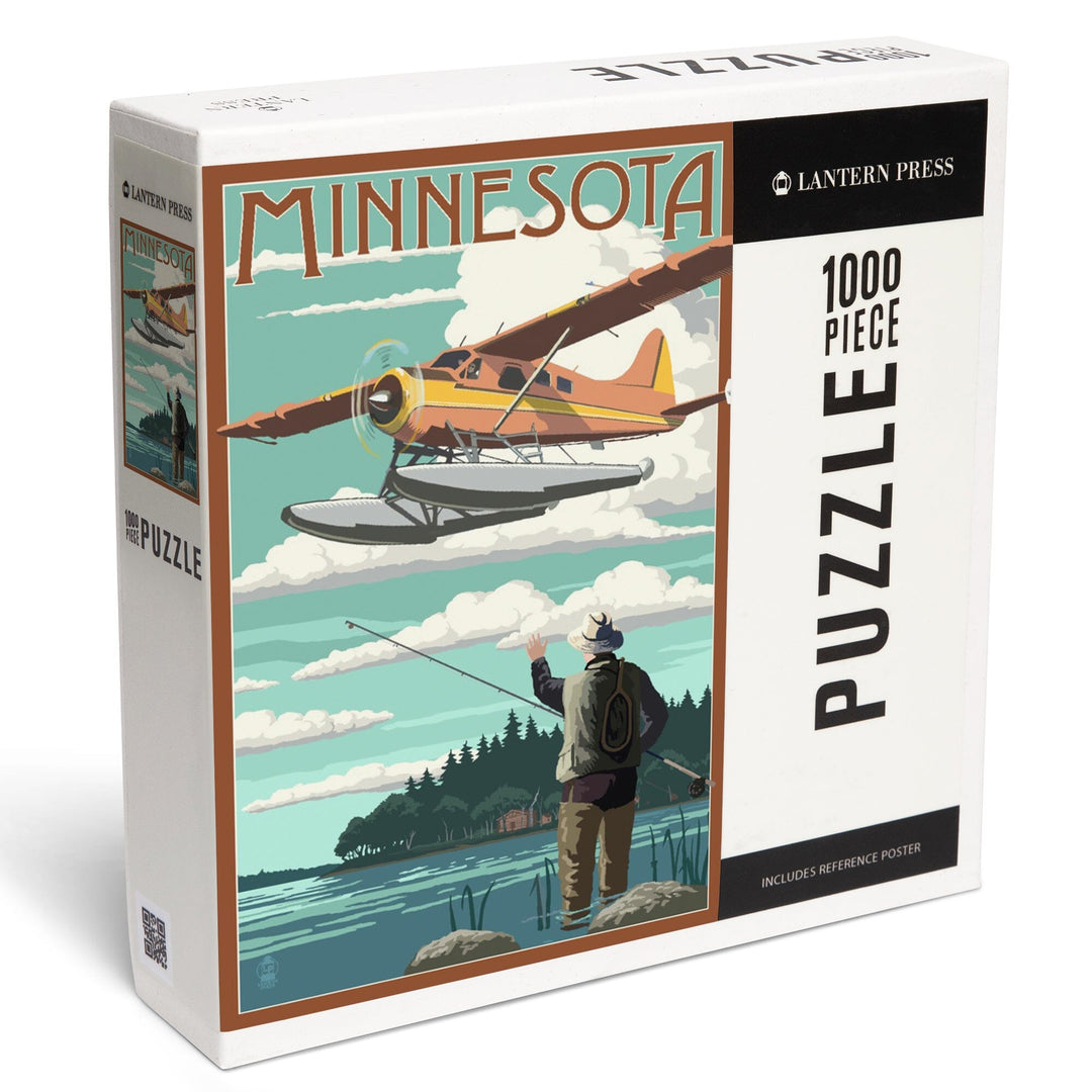 Minnesota, Float Plane and Fisherman, Jigsaw Puzzle Puzzle Lantern Press 