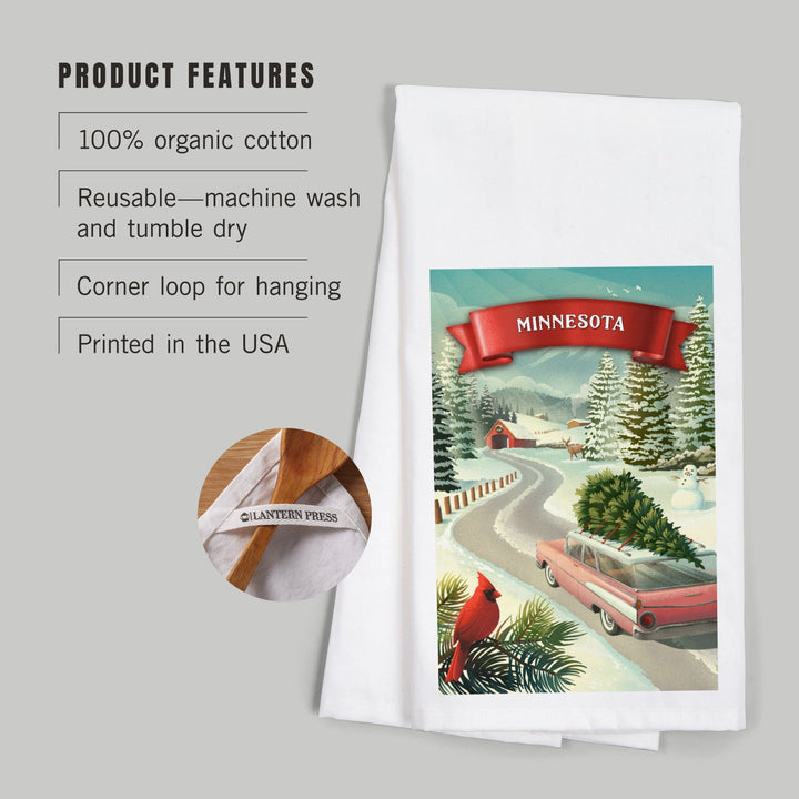 Minnesota, Holiday Tradition, Organic Cotton Kitchen Tea Towels Kitchen Lantern Press 