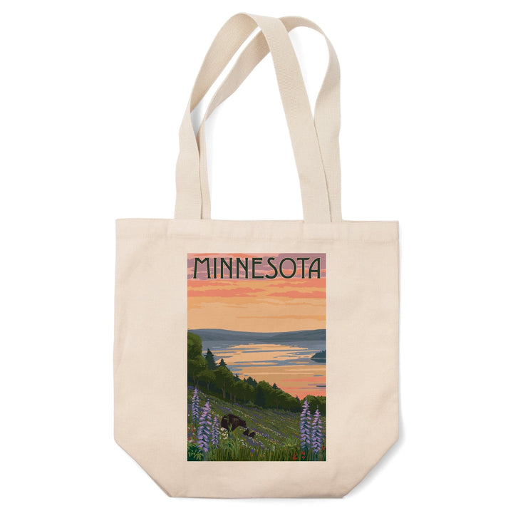 Minnesota, Lake and Bear Family, Tote Bag Totes Lantern Press 