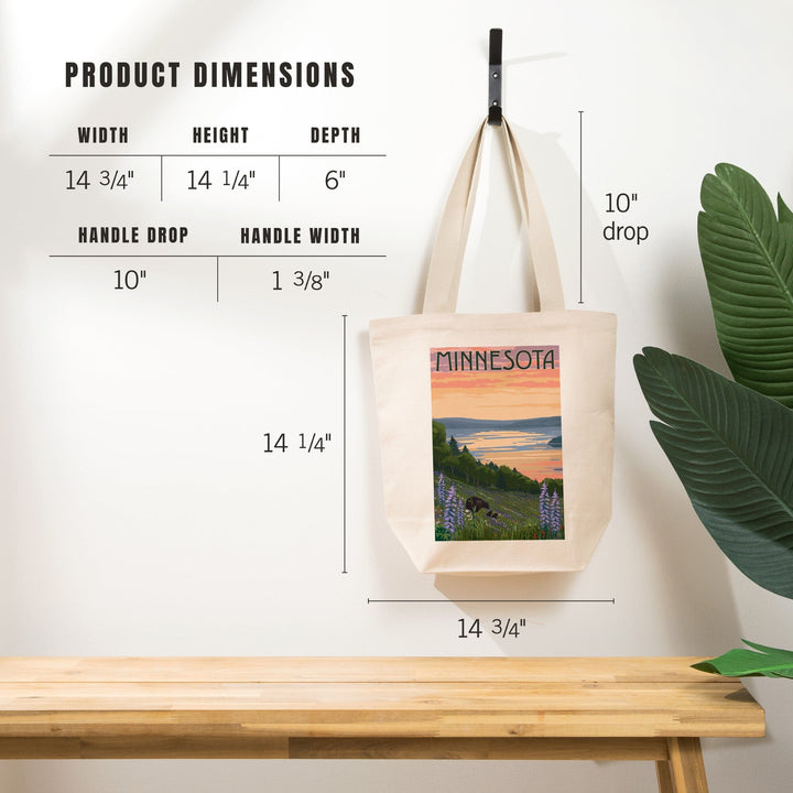 Minnesota, Lake and Bear Family, Tote Bag Totes Lantern Press 