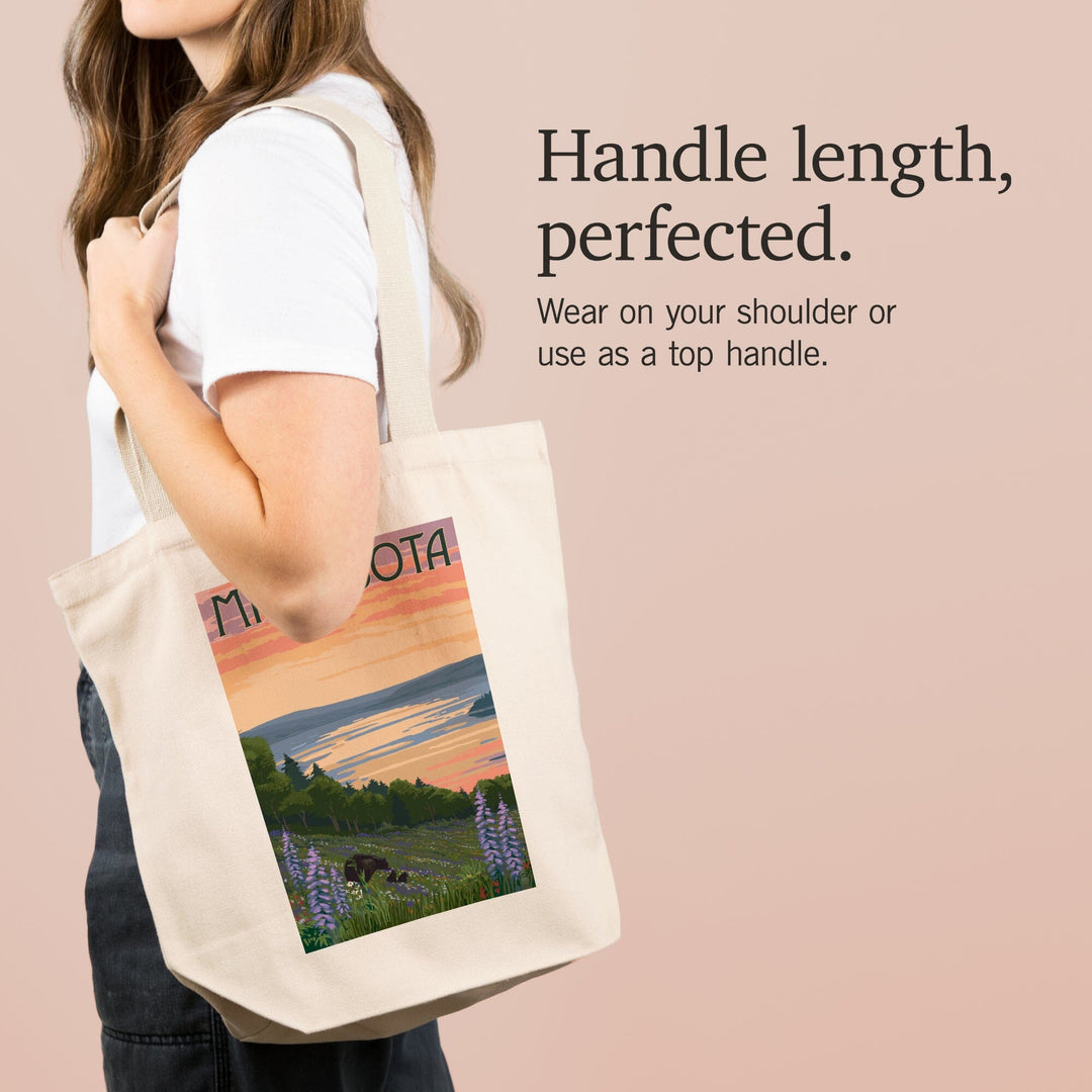 Minnesota, Lake and Bear Family, Tote Bag Totes Lantern Press 