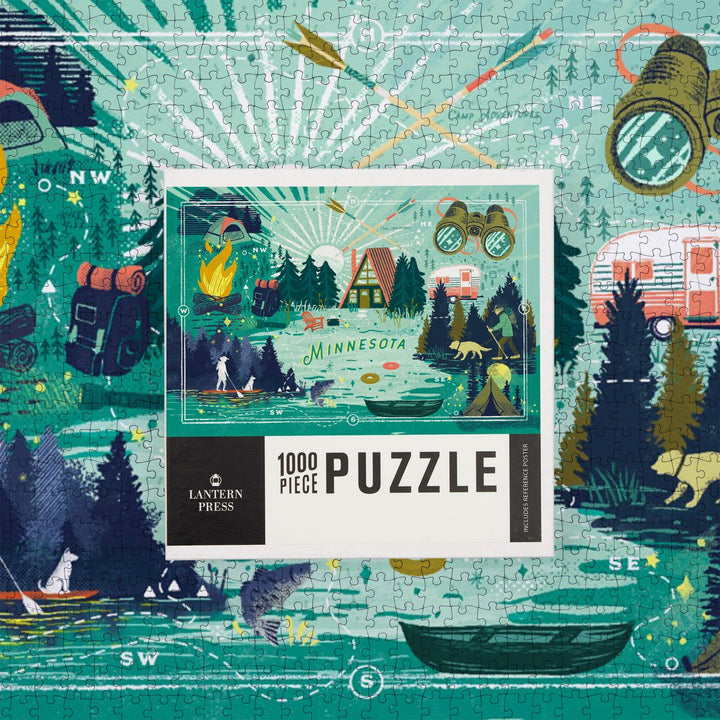 Minnesota, Lake Life Series, Lake Life Collage, Landscape With Trees, Jigsaw Puzzle Puzzle Lantern Press 
