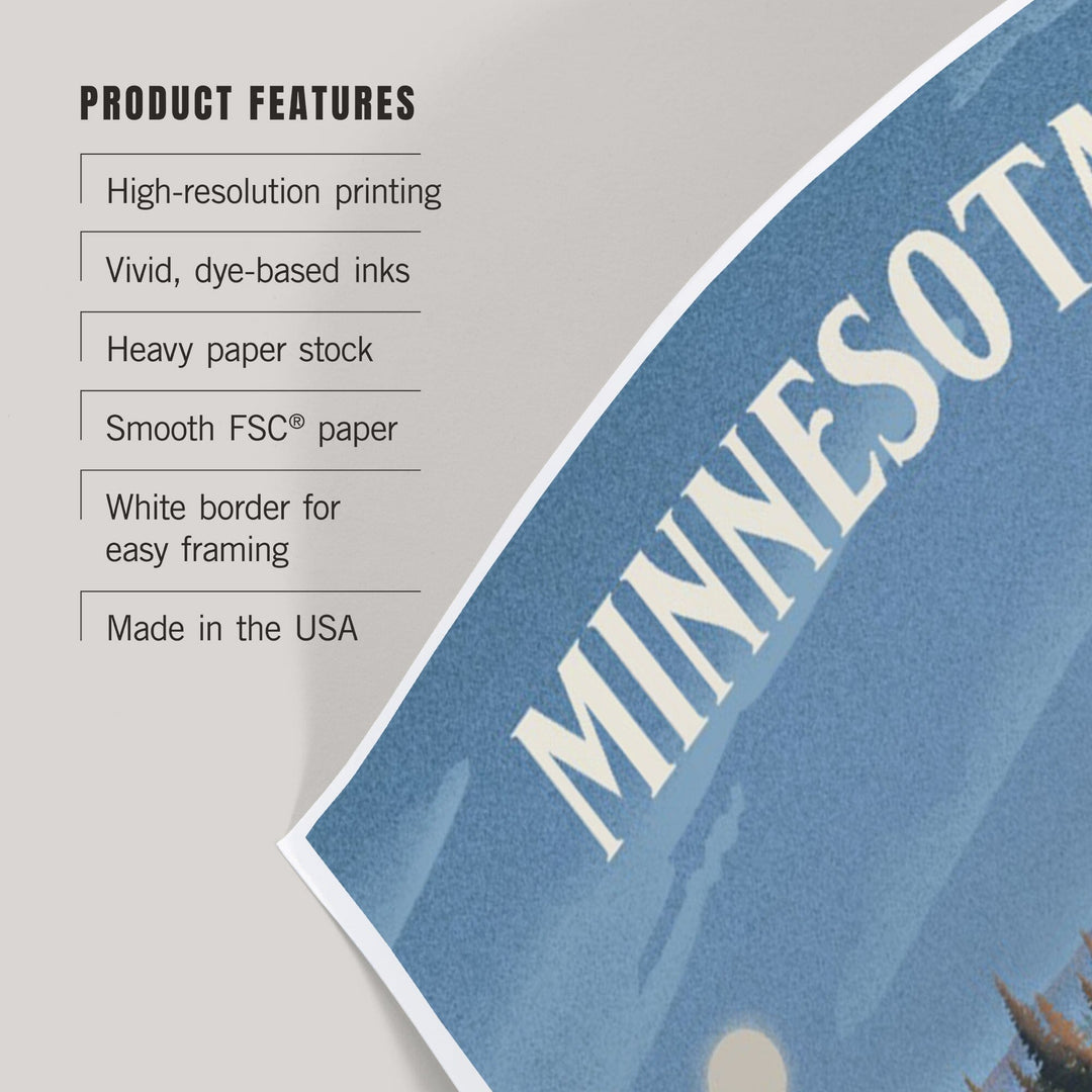 Minnesota, Lithograph, Reflection Pond and Bull Moose, Art & Giclee Prints Art Lantern Press 