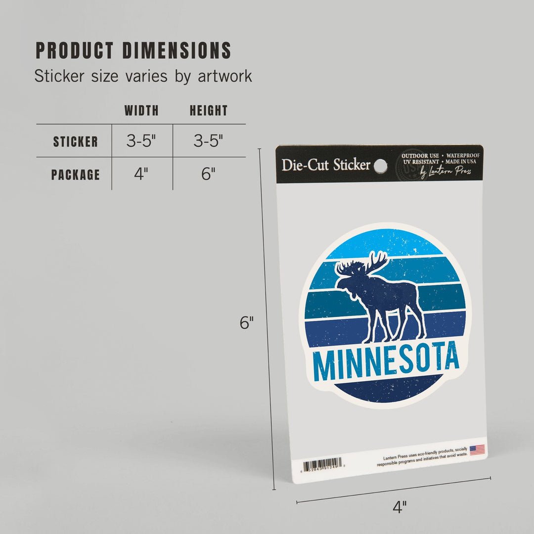 Minnesota, Moose, Contour, Vinyl Sticker Sticker Lantern Press 