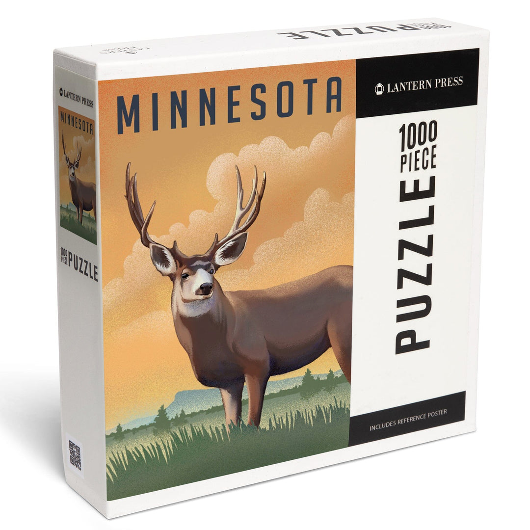 Minnesota, Mule Deer, Litho, Jigsaw Puzzle - Lantern Press