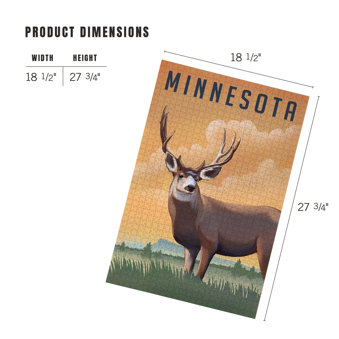 Minnesota, Mule Deer, Litho, Jigsaw Puzzle - Lantern Press