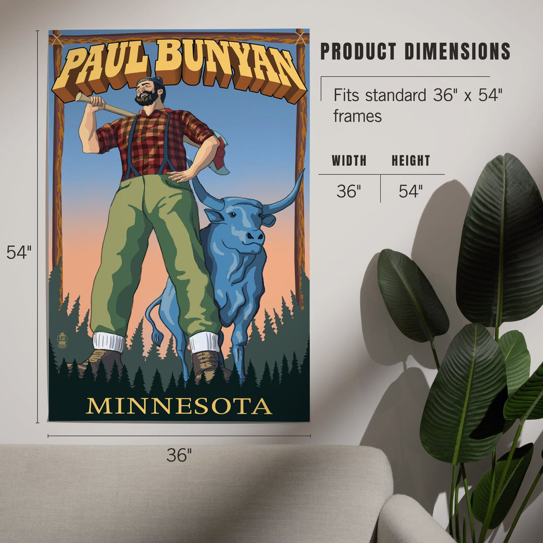 Minnesota, Paul Bunyan, Art & Giclee Prints Art Lantern Press 