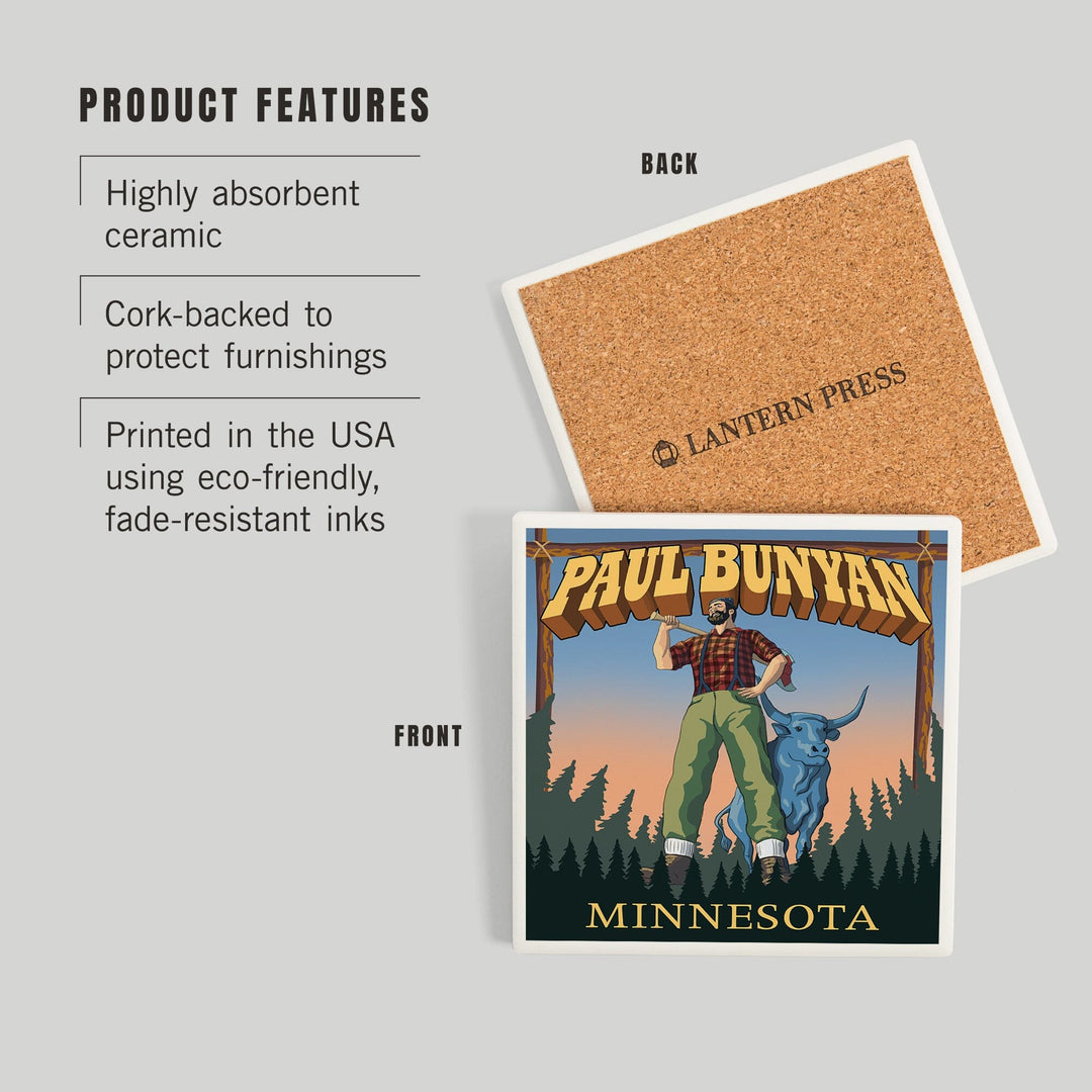 Minnesota, Paul Bunyan, Coasters Coasters Lantern Press 