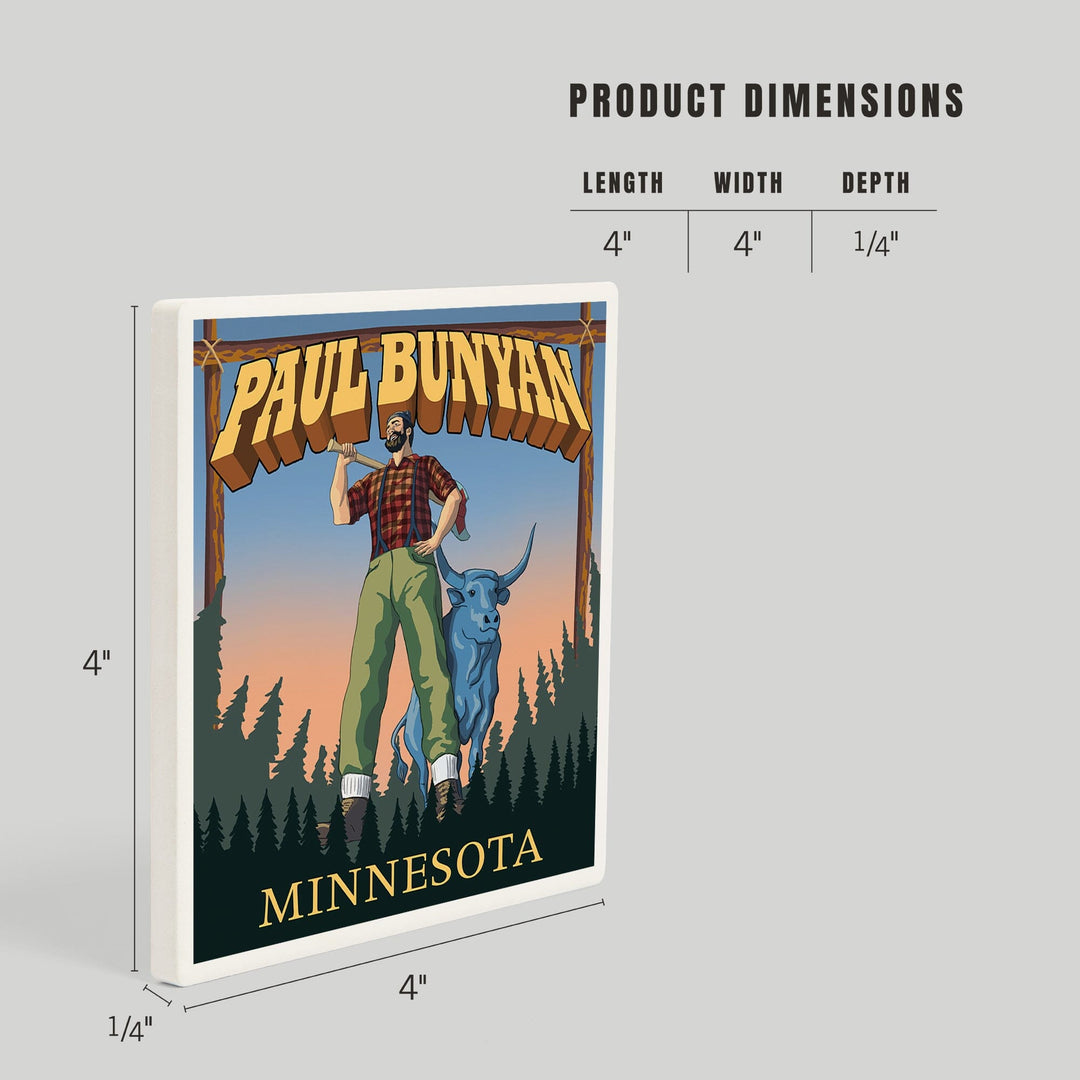 Minnesota, Paul Bunyan, Coasters Coasters Lantern Press 