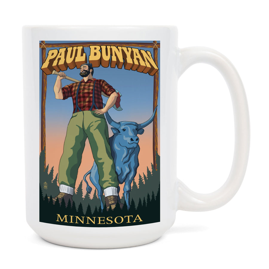 Minnesota, Paul Bunyan, Lantern Press Artwork, Ceramic Mug Mugs Lantern Press 