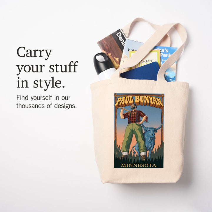 Minnesota, Paul Bunyan, Tote Bag Totes Lantern Press 