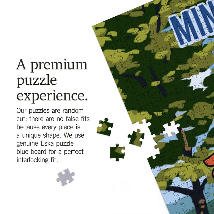 Minnesota, Signpost, Lake and Flowers, Jigsaw Puzzle Puzzle Lantern Press 