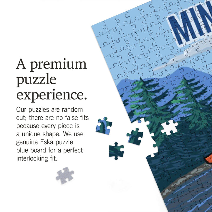 Minnesota, Signpost, River, Jigsaw Puzzle Puzzle Lantern Press 