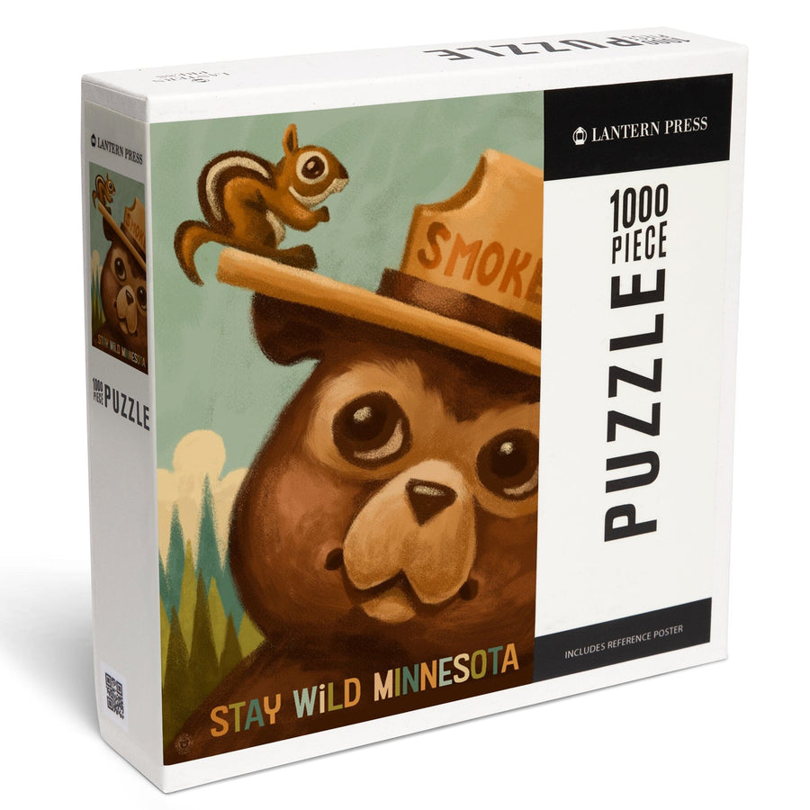 Minnesota, Smokey Bear and Squirrel, Officially Licensed, Jigsaw Puzzle Puzzle Lantern Press 