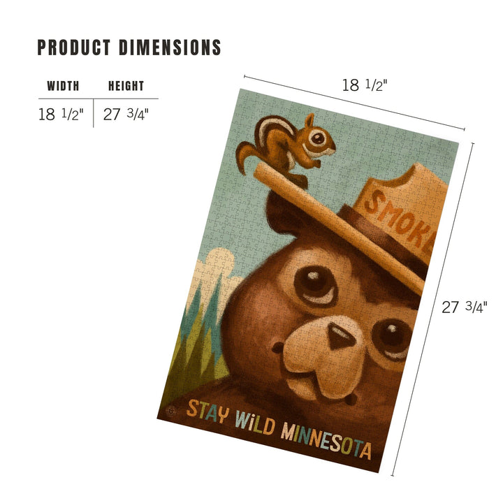 Minnesota, Smokey Bear and Squirrel, Officially Licensed, Jigsaw Puzzle Puzzle Lantern Press 