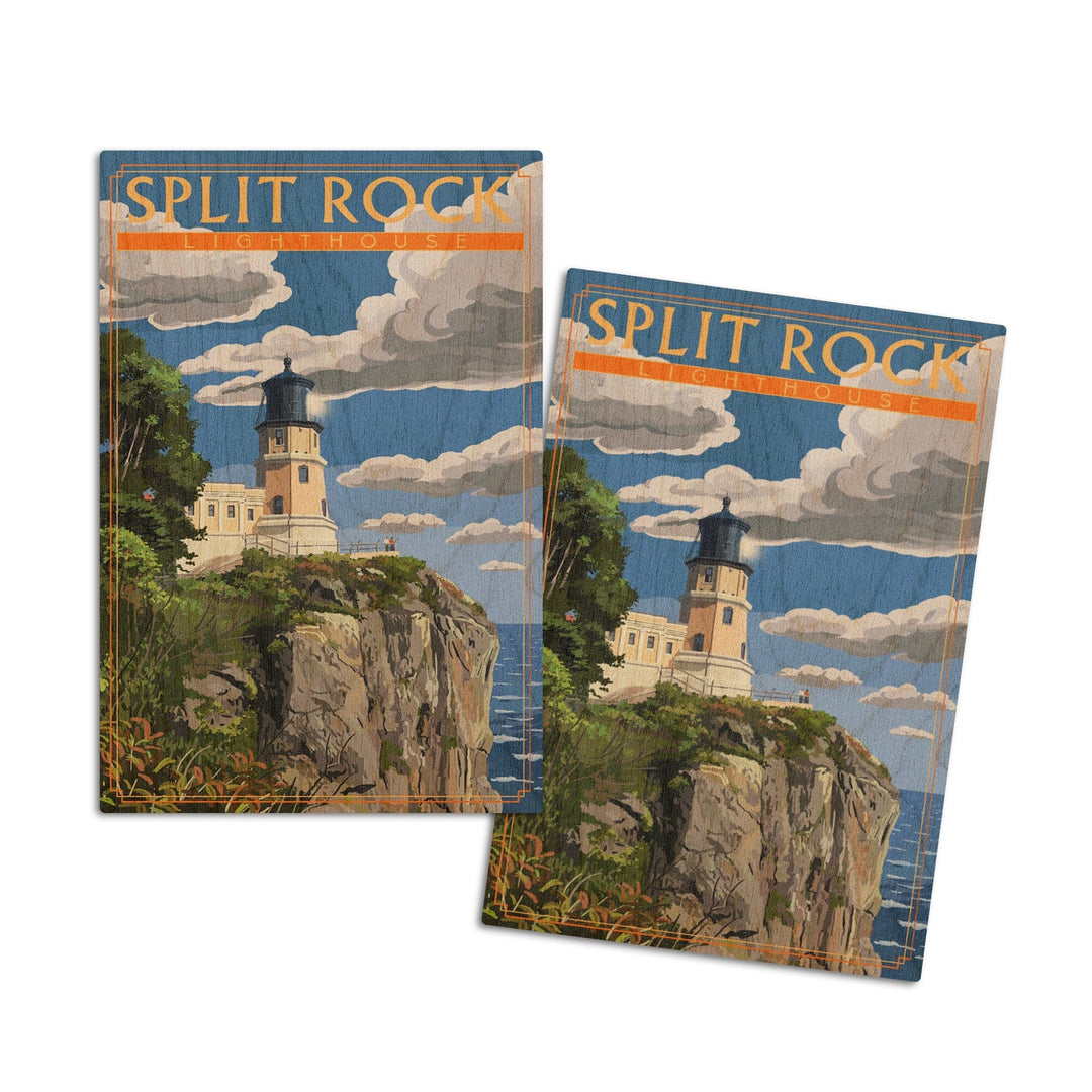 Minnesota, Split Rock Lighthouse, Lantern Press Artwork, Wood Signs and Postcards Wood Lantern Press 4x6 Wood Postcard Set 