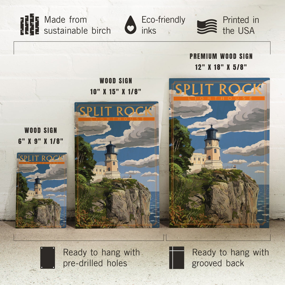 Minnesota, Split Rock Lighthouse, Lantern Press Artwork, Wood Signs and Postcards Wood Lantern Press 