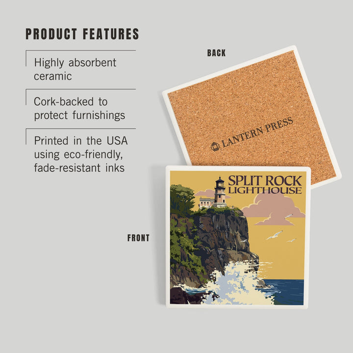 Minnesota, Split Rock Lighthouse on Lake Superior, Coasters Coasters Lantern Press 