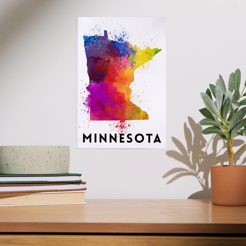 Minnesota, State Abstract Watercolor, Art & Giclee Prints Art Lantern Press 