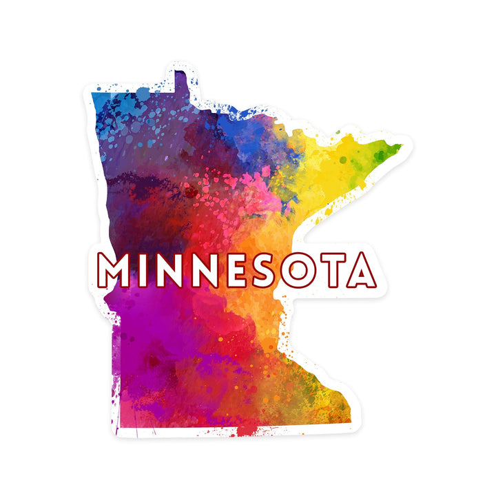 Minnesota, State Abstract Watercolor, Contour, Vinyl Sticker Sticker Lantern Press 