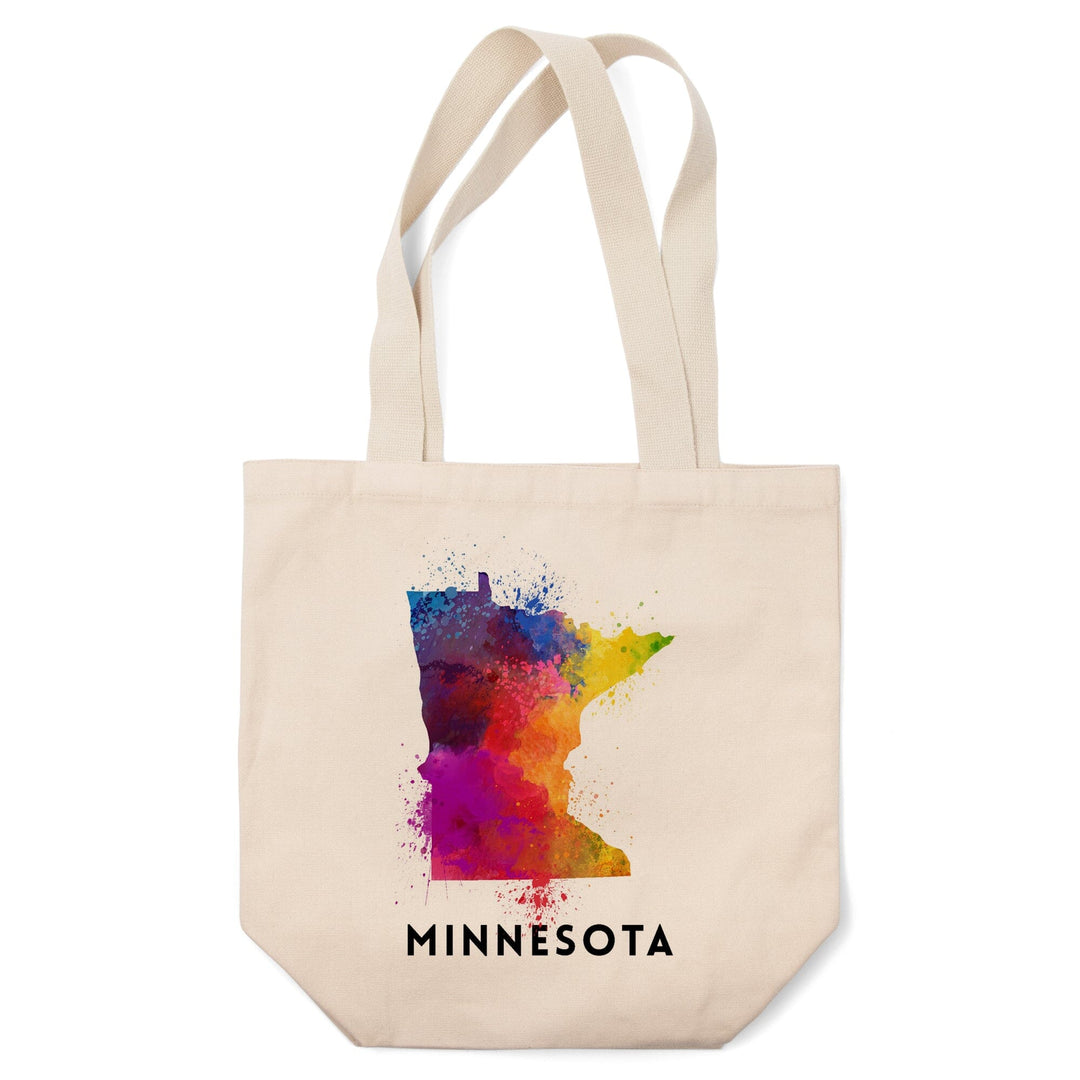 Minnesota, State Abstract Watercolor, Lantern Press Artwork, Tote Bag Totes Lantern Press 