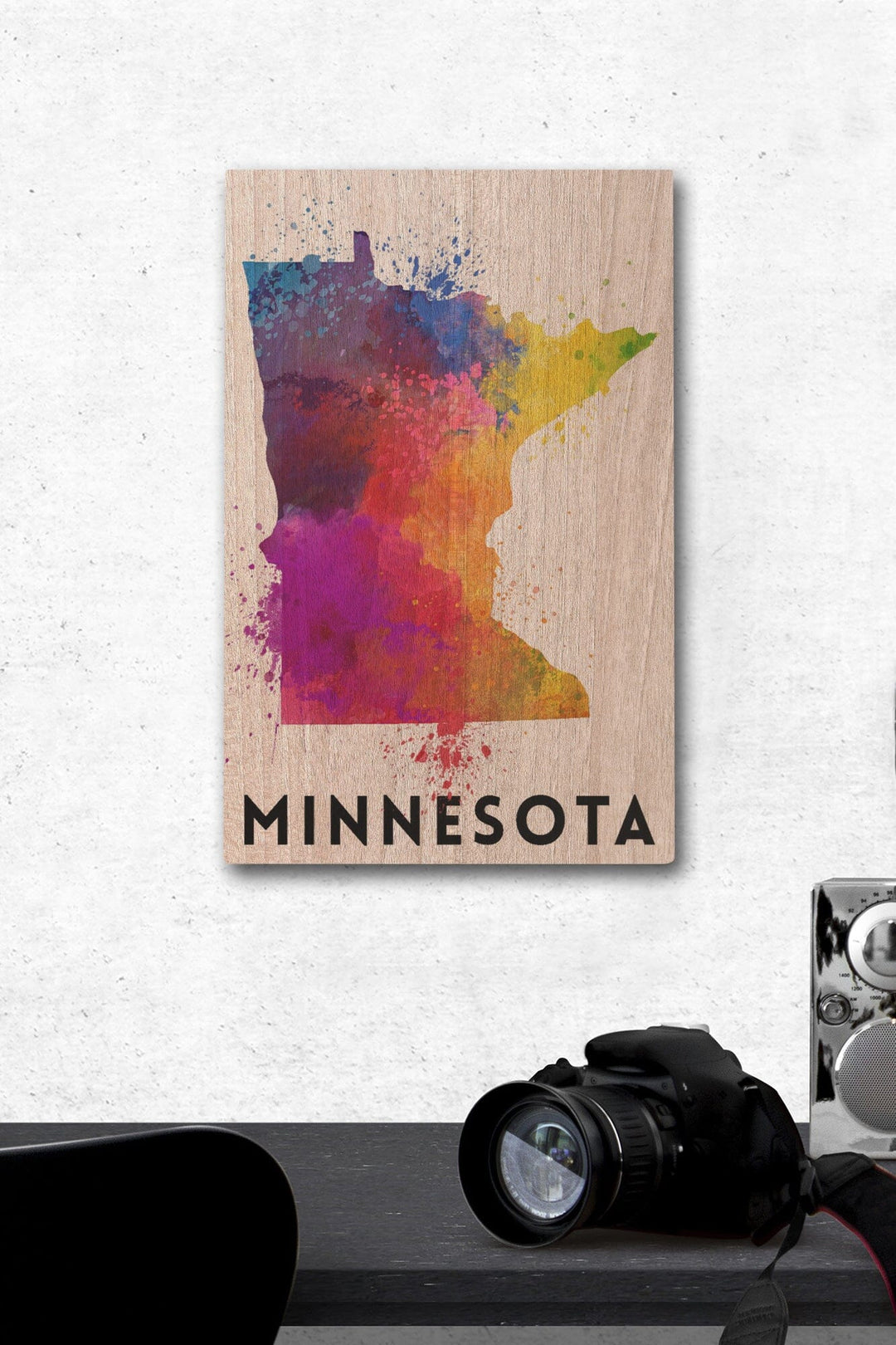 Minnesota, State Abstract Watercolor, Lantern Press Artwork, Wood Signs and Postcards Wood Lantern Press 12 x 18 Wood Gallery Print 