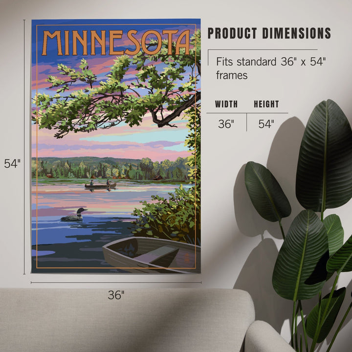 Minnesota, Summer Lake Sunset Scene, Art & Giclee Prints Art Lantern Press 