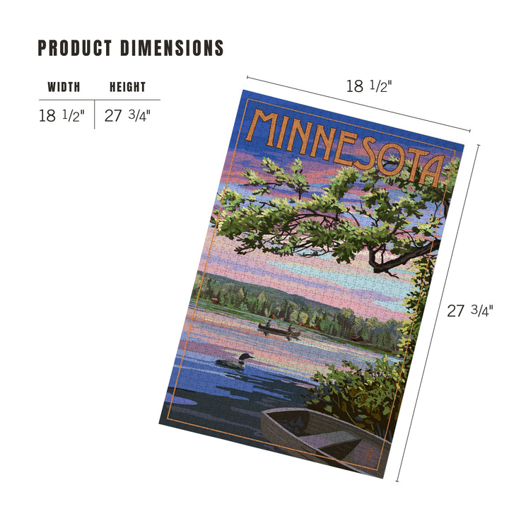 Minnesota, Summer Lake Sunset Scene, Jigsaw Puzzle Puzzle Lantern Press 