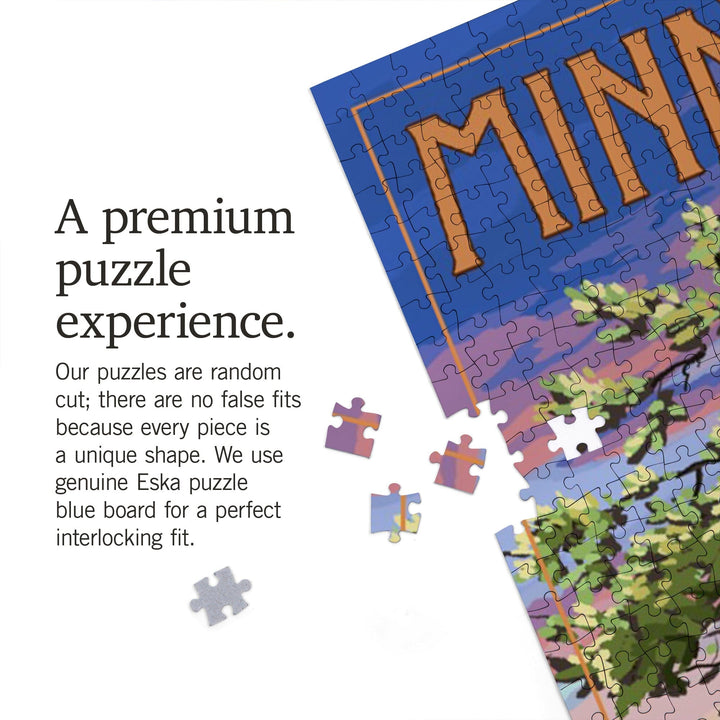 Minnesota, Summer Lake Sunset Scene, Jigsaw Puzzle Puzzle Lantern Press 